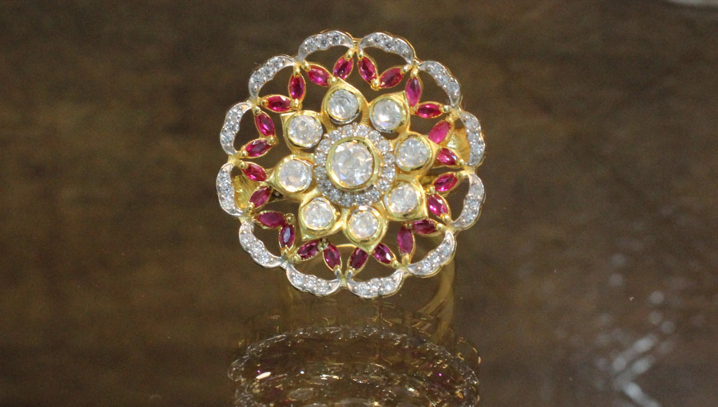 Ruby Roshani Silver Ring