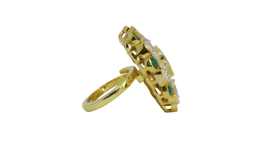 Green Halo Polki Ring