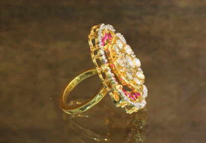 Ruby Roshani Silver Ring