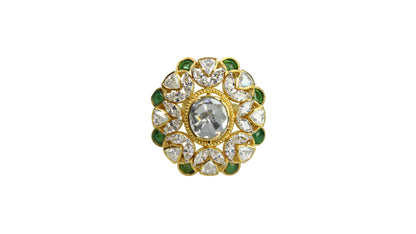 Green Halo Polki Ring