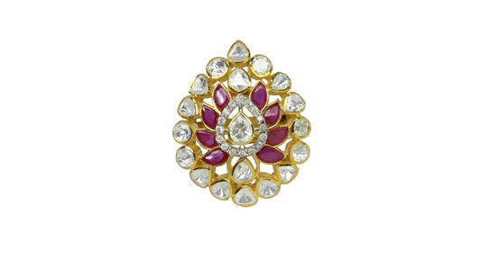 Ruby Lotus Polki Ring
