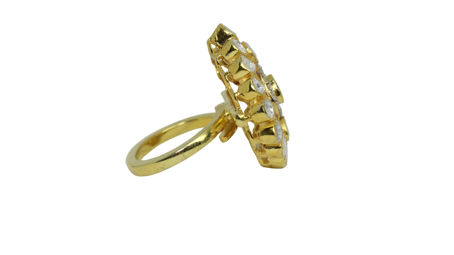 Ruby Lotus Polki Ring