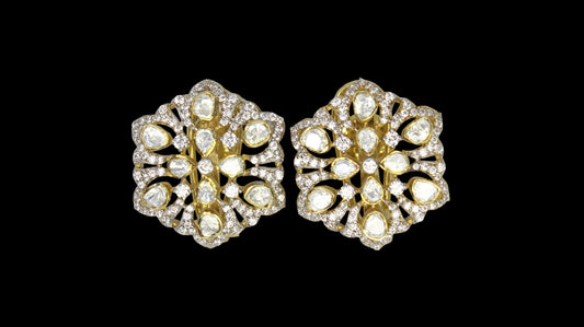 Mughal-Inspired Kundan Stud Silver Earrings