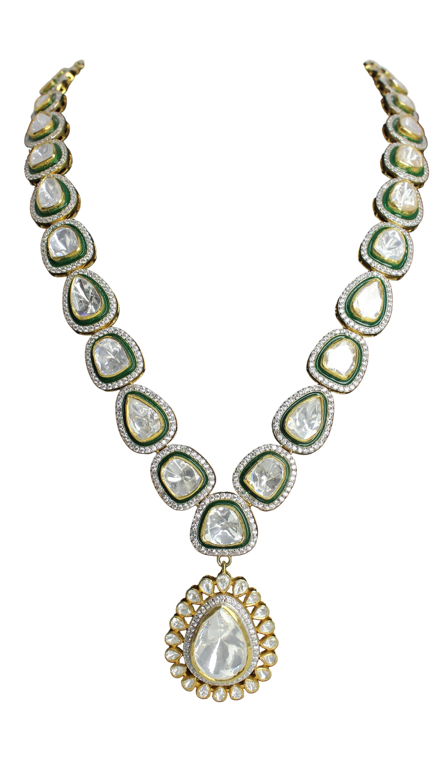 Green Meena Long Necklace