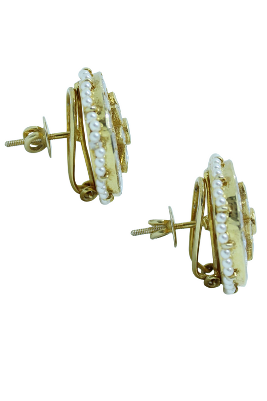 Halo and Pearl Silver Earring