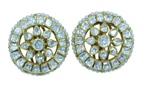 Halo and Pearl Silver Earring